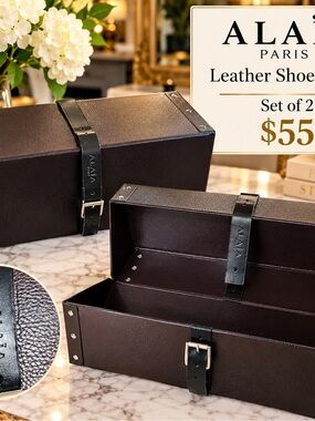 Paris ALAIA  Leather FLATS SHOES BOXES or Case with Black Strap